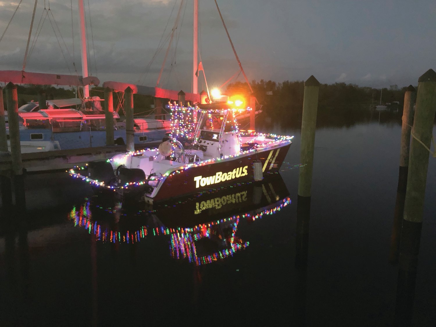 LABELLE – East Coast Marine sponsored a LaBelle Christmas Boat Parade Dec. 18. The parade started at Barron Park and went up to Caloosa Estates Drive, turned around and went back to the Hendry County Boat Dock. Spectators on the bank enjoyed the holiday lights as they reflected on the waters of the Caloosahatchee River. [Photo courtesy of East Coast Marine